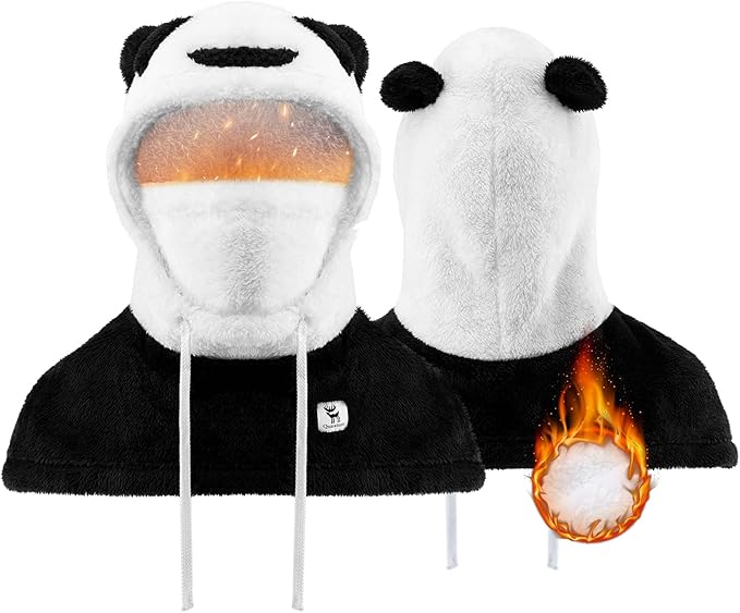 Qunature Cagoule d'hiver masque de ski pour enfants et parents motif panda masques complets cagoule pour les activités de plein air d'automne et d'hiver comme le ski, la moto, le cyclisme