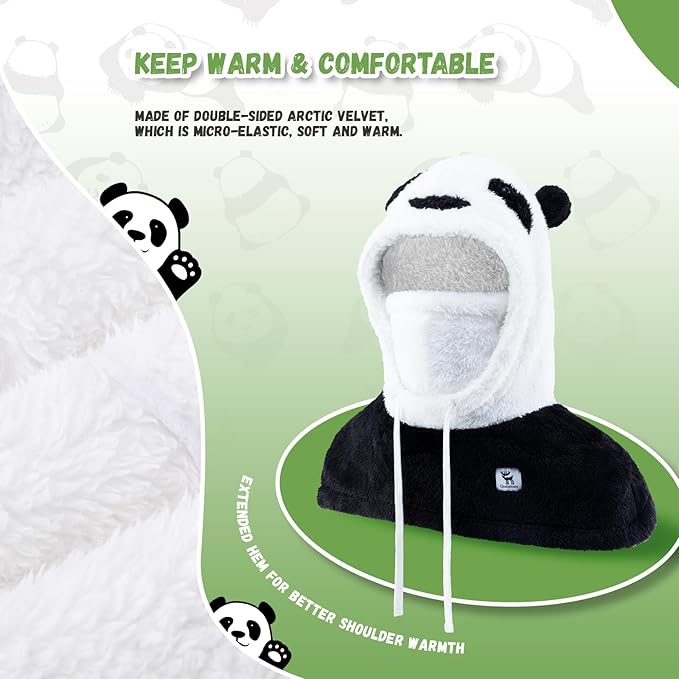 Qunature Cagoule d'hiver masque de ski pour enfants et parents motif panda masques complets cagoule pour les activités de plein air d'automne et d'hiver comme le ski, la moto, le cyclisme