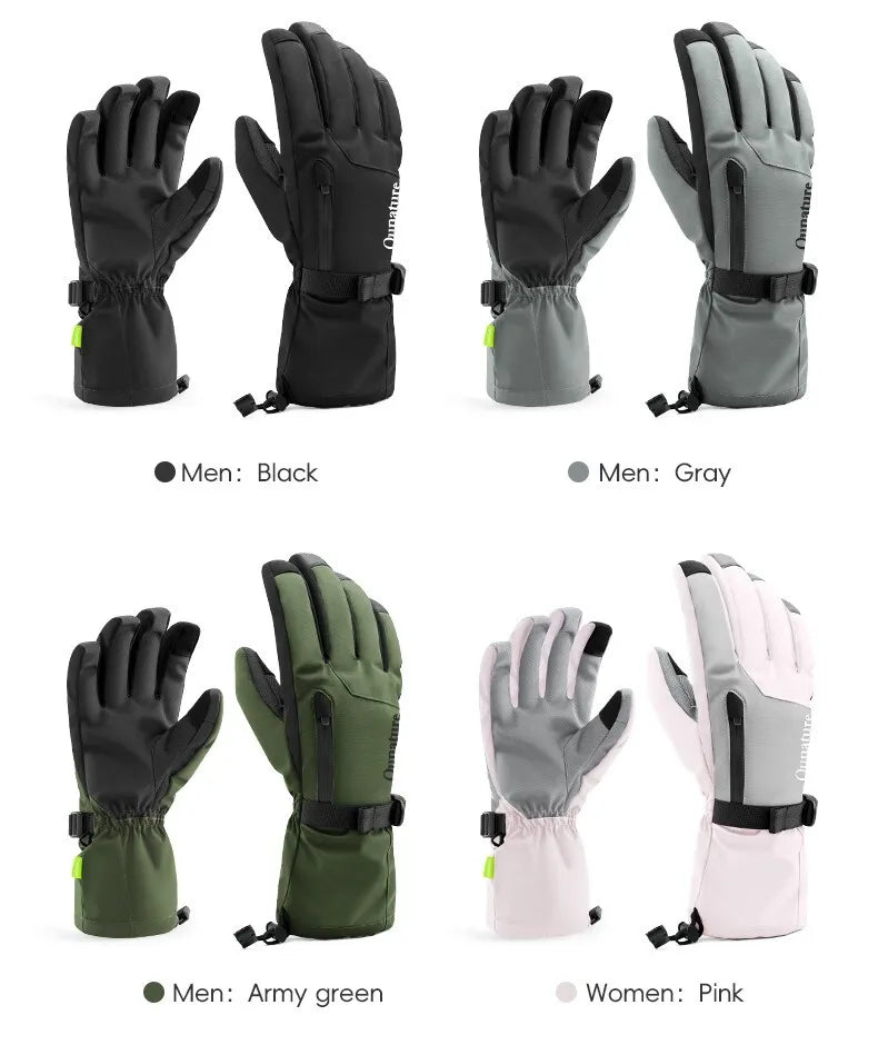 Qunature Gants d'hiver de ski/neige coupe-vent pour vélo/moto XS-XL