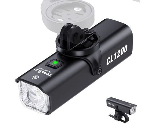 TOWILD CL1200 Garmin/GoPro Mount Compatible 1200 4000mAh Batterie Lampe de vélo étanche pour les navetteurs