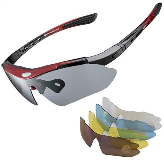 ROCKBROS 10003 Lunettes de Sport Polarisées avec 5 Verres Interchangeables Noir