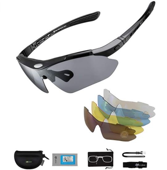 ROCKBROS 10003 Lunettes de Sport Polarisées avec 5 Verres Interchangeables Noir