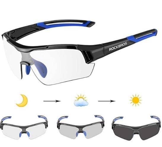 ROCKBROS 10111 Lunettes de soleil Lunettes de cyclisme photochromatiques Bleu