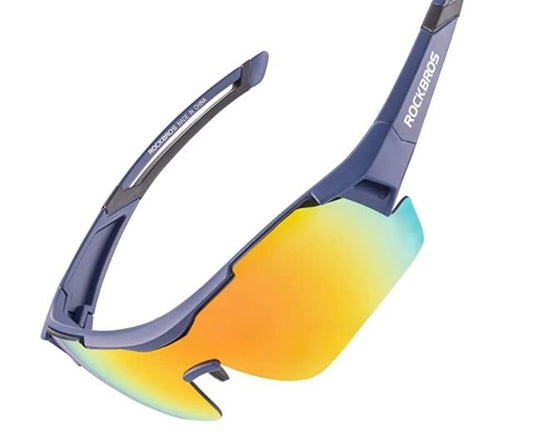 ROCKBROS 10117 Lunettes de cyclisme Lunettes de soleil polarisées Bleu (Verres rouges)