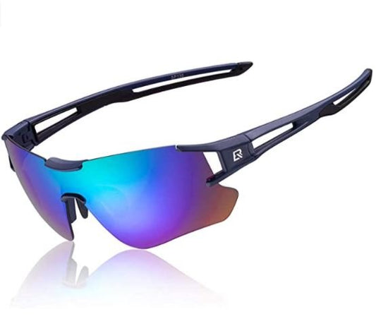 ROCKBROS 10129 Lunettes de soleil polarisées sans monture Bleu