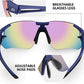 ROCKBROS 10129 Lunettes de soleil polarisées sans monture Bleu