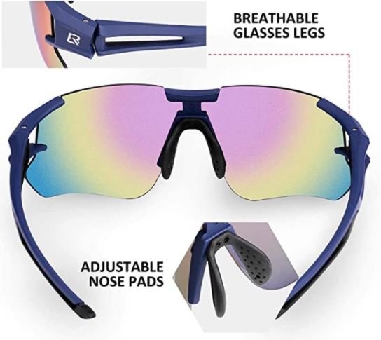 ROCKBROS 10129 Lunettes de soleil polarisées sans monture Bleu