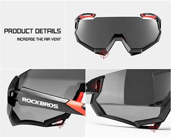 ROCKBROS 10133 Lunettes de cyclisme polarisées avec 4 verres interchangeables Vert