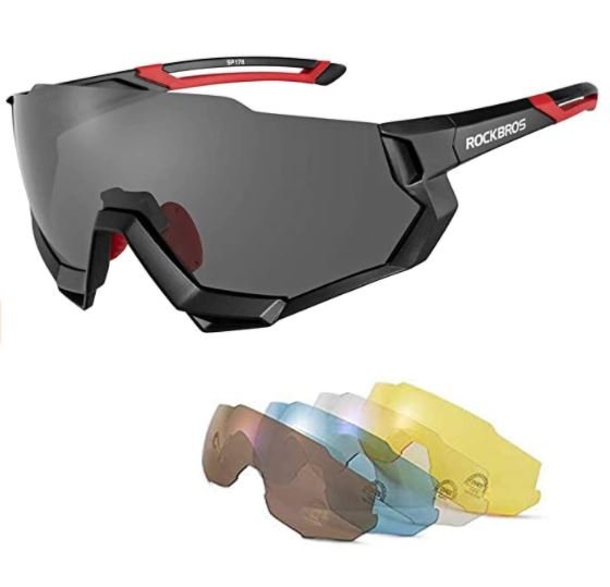 ROCKBROS 10133 Lunettes de cyclisme polarisées avec 4 verres interchangeables Vert