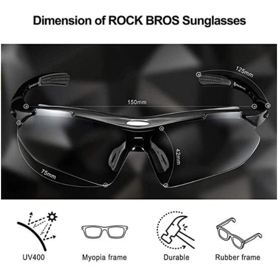 ROCKBROS 10141 Lunettes de soleil photochromatiques Noir