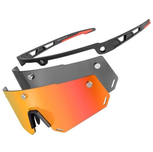 ROCKBROS Lunettes de soleil polarisées 2 en 1 Lunettes de sport magnétiques avec verres interchangeables