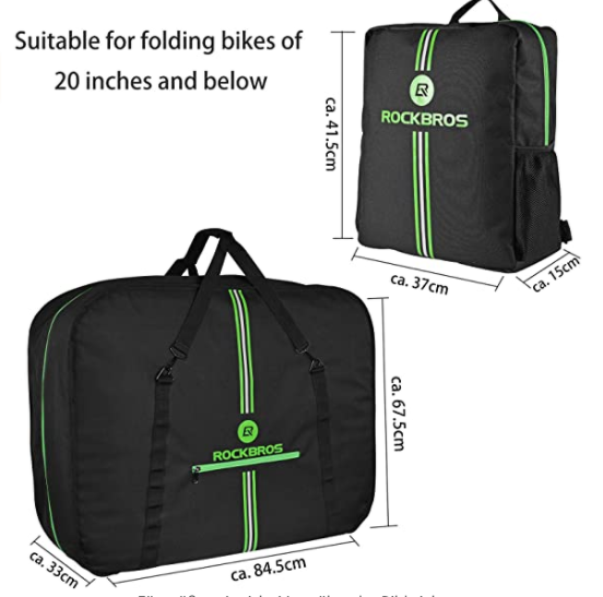 ROCKBROS Sac de transport pour vélo pliant Sac de voyage pour vélo de 14 à 20 pouces