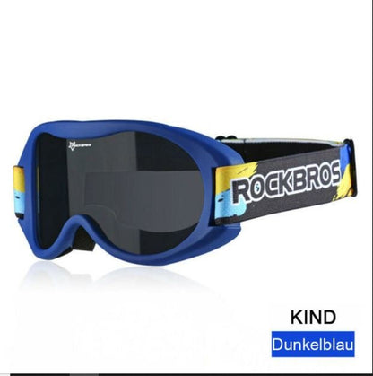 ROCKBROS Lunettes de ski pour femme homme enfant Lunettes de ski d'hiver anti-buée Bleu (enfants)